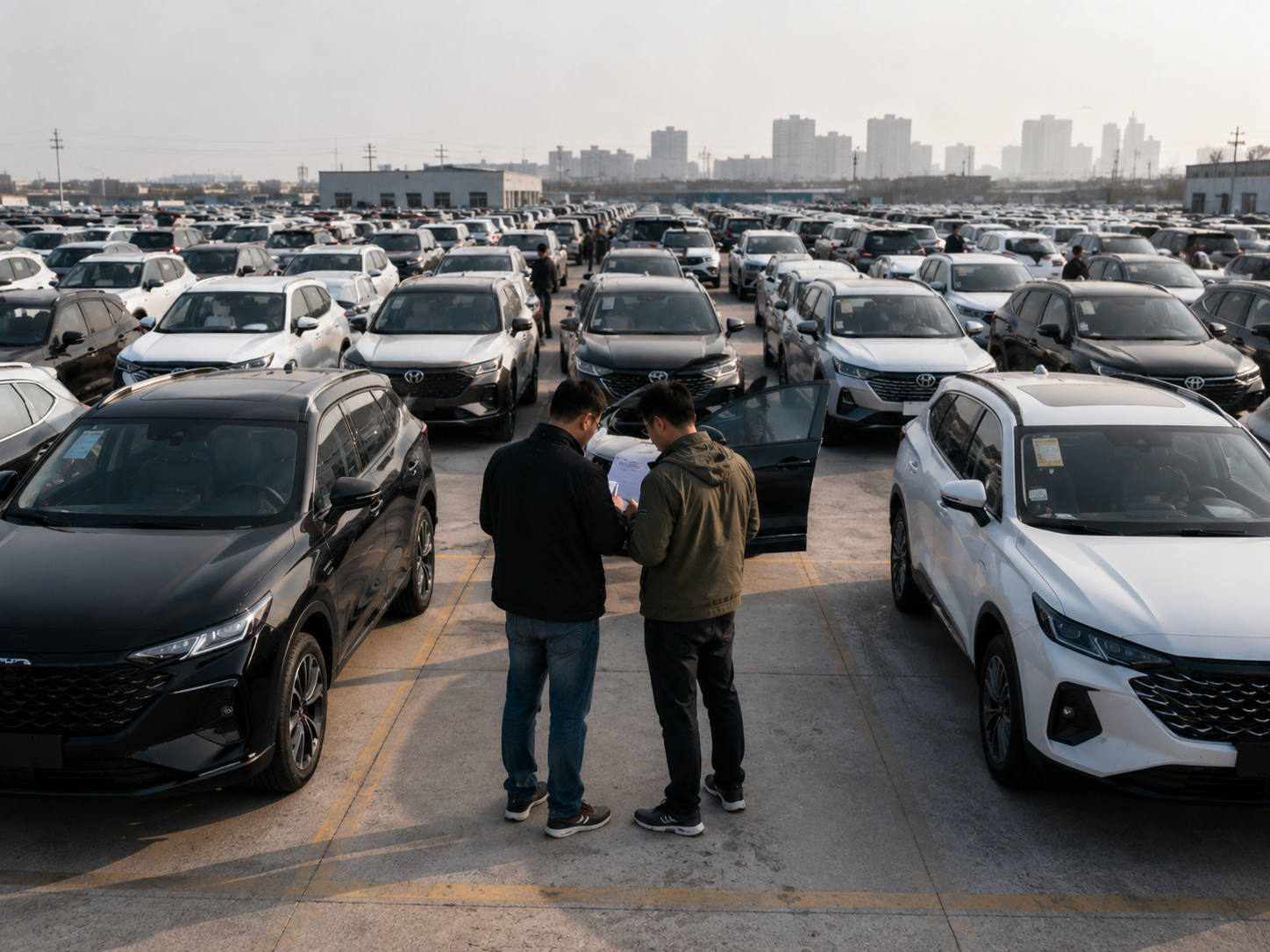 Автомобили на стоянке в Китае